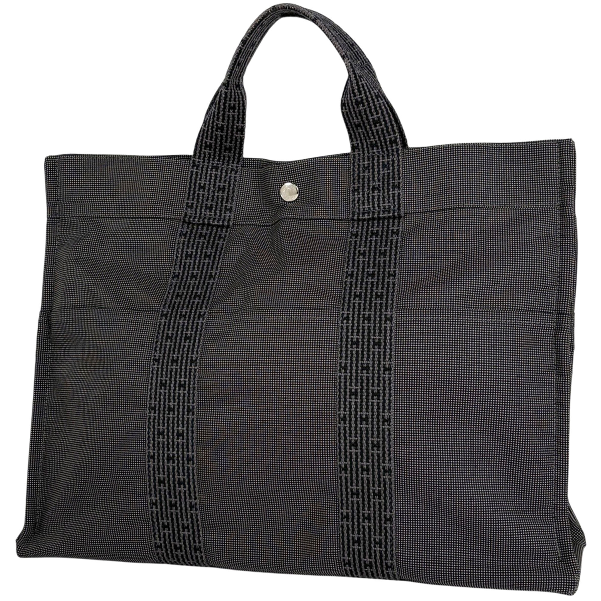 Hermes Hermes Herline Tote Mm Handbag Nylon Canvas Gray Women's